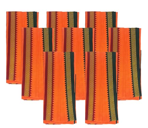 Image of Handloom Cotton + Polyester Mix God Towel | Gamcha /Angocha Towel | Fast Absorbing Bath Towels |Pack of 8 | Size 76 x 168 cm | Orange