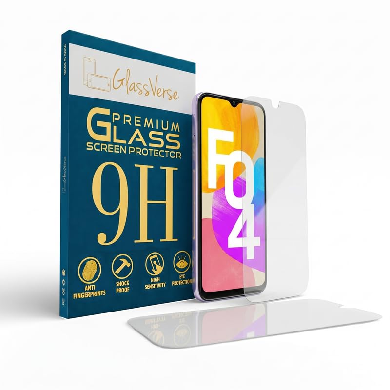 Image of GlassVerse PureView Tempered Glass for Samsung Galaxy F04 | Crystal Clear, 9H Hardness Screen Protector, Edge to Edge, Case Friendly, Hassle-less Installation Kit Included. (Pack of 2)