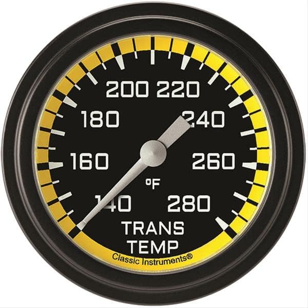 Classic Instruments AX327YBLF AutoCross Yellow 2-5/8" Transmission Temperature Gauge