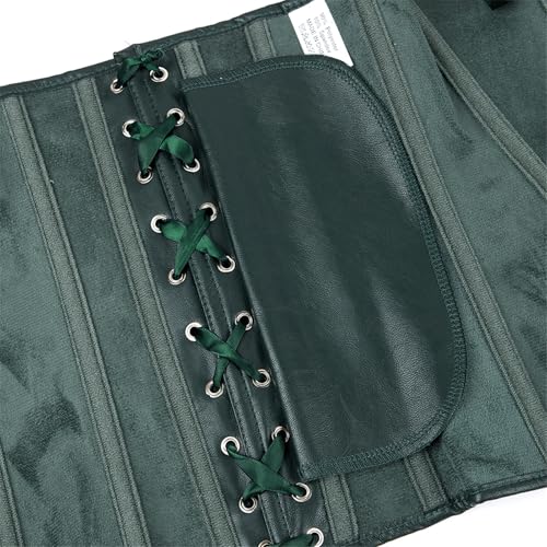 Zhitunemi Espartilho feminino de couro sintético corpete top steampunk modelador de cintura, Verde e