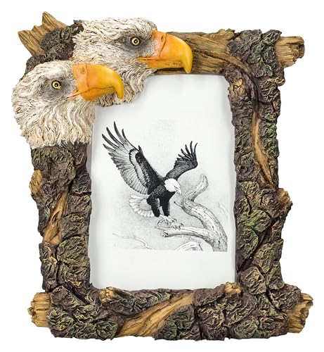 Figuren Shop GmbH Adler Bilderrahmen - Weißkopfseeadler Design, 15x10cm Bildgröße, 22.5cm Höhe, Western Deko Vogel