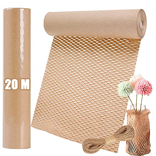 papel de embalaje respetuoso con el medio ambiente, gran envoltura protectora de papel Kraft alternativa al abrigo de burbujas con cuerda de cáñamo de 10 m para el envío de Breakables
