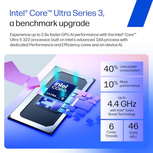 Image of HP OmniBook 5 OLED ● Intel Core Ultra 5 322 ● 45 TOPS● (16GB LPDDR5x,512GB SSD) ●2K 14'' /35.6cm ● Win11 ● Office24 ● Sahara Silver●1.3kg ●hh0099TU ●mini GaN Charger● Upto 29hrs battery life ●AI Laptop