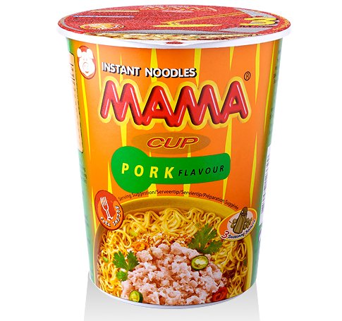 Instant Cup Noodles Mama Pork Sabor Delicioso en 3 minutos. Solo Tailandia (2.47 oz2.5 onzas) × 6 tazas