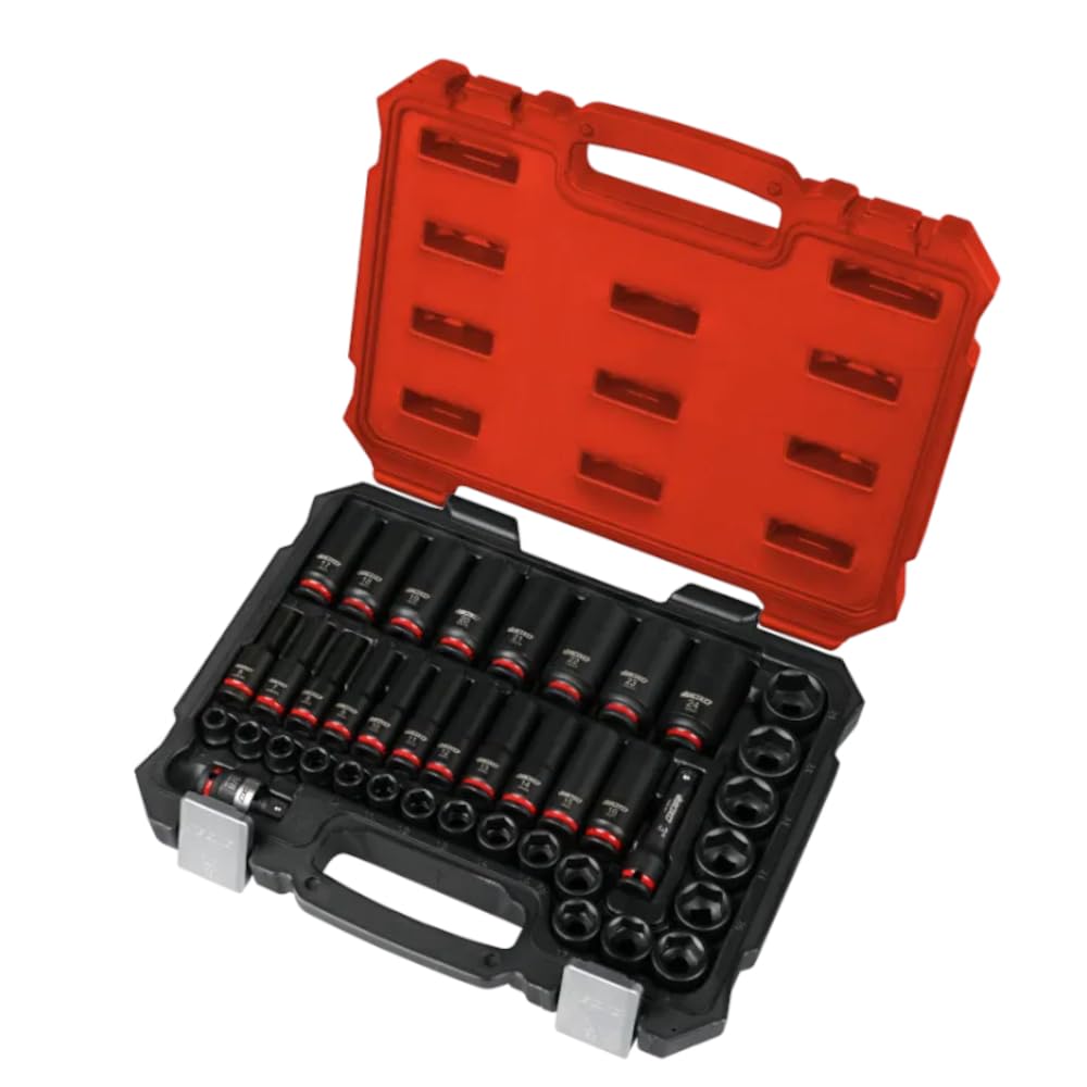 Boxo Master Impact Socket Set 3/8" Drive 40 Pc Shallow And Deep 10-32Mm Bxb021