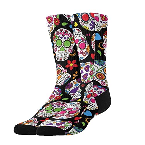 MZERSE Women's Funny Calf Socks, Winter Warm High Ankle Socks Compatible with Day Of The Dead Sugar Skulls, Soft and Elastic Summer Crew Socks for Indoor Walking Sleeping