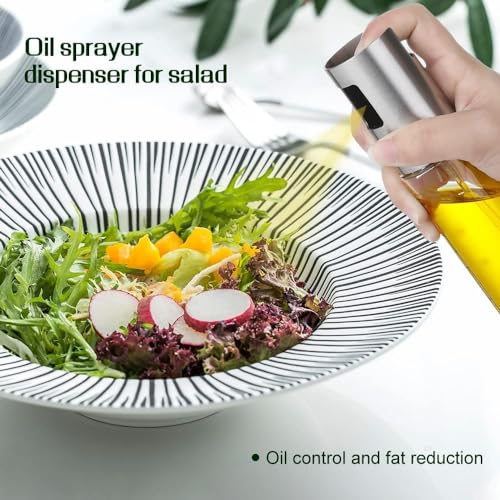 Image of Olive Oil Sprayer, 100ml Glass & Stainless Steel, Multi-purpose for Cooking, Grilling, Saute, Roasting, Barbecue, Salad, Baking, Outdoor Activities, Easy to Use & Clean, BPA Free