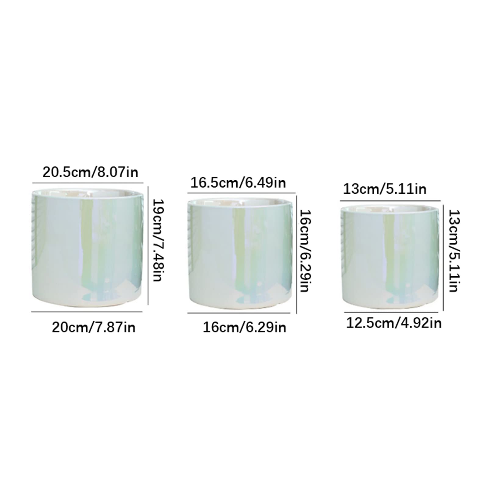 Vasi da Giardino Vasi succulenti cilindrici da 5/6/8 Pollici, fioriere in Ceramica Smaltata perlata con Fori di drenaggio per Decorazioni per Interni ed Esterni