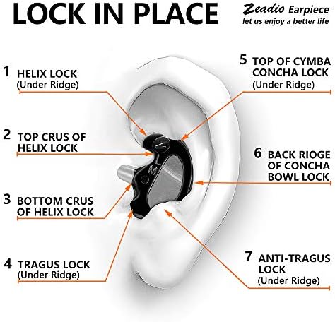 Zeadio Earmould Earpiece Earbud Earplug for Two-Way Radio Coil Tube Audio Kits (Black, Pair of 8)