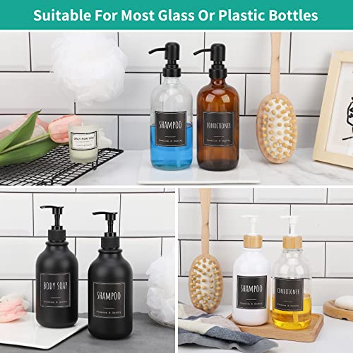 Image of Segbeauty Soap Dispenser Labels, 18pcs Bathroom Waterproof Labels for Bottles, Black Removable Self-Adhesive Cleaning Bottle Label Stickers Printed with Shampoo Conditioner Body Soap