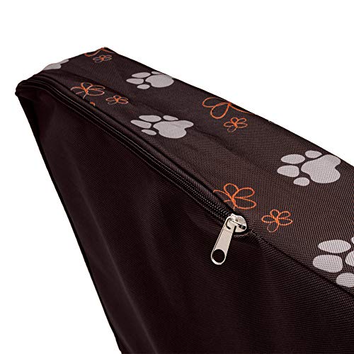 Image of Furhaven Water-Resistant Pillow Dog Bed for Small Dogs w / Removable Washable Cover - Indoor & Outdoor Garden Print Mattress - Bark Brown, Small