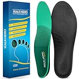 Walkhero Orthotic Insoles for Plantar Fasciitis, High Arch Support Inserts, Everyday Comfort and Support for Work Boots and Casual Shoes (Mens 8-8 1/2 | Womens 10-10 1/2 Green)