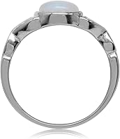 Vista 3 de Silvershake 7MM Genuine Gemstones 925 Sterling Silver Victorian Style Solitaire Ring