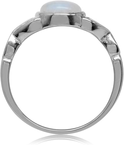 Miniatura 3 de Silvershake 7MM Genuine Gemstones 925 Sterling Silver Victorian Style Solitaire Ring