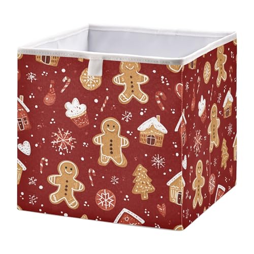 Ewusp Scatola portaoggetti a forma di omino di pan di zenzero, 28 x 28 cm, pieghevole, per armadio, cestino per giocattoli per cani, cestino per bambini, per cameretta dei bambini, camera da letto