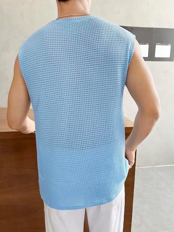 Image of Narsingha Dreams Men's Polycotton Waffle Tank Tops Sleeveless Round Neck T-Shirt for Gym, Running and Outdoor