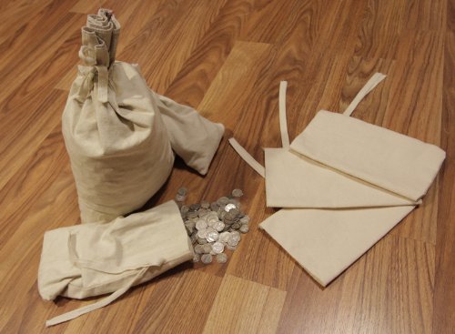 SKEMIX Canvas Blank Money Bag Bank Deposit Transit Coin Storage Sack Bags 6.5x9.5