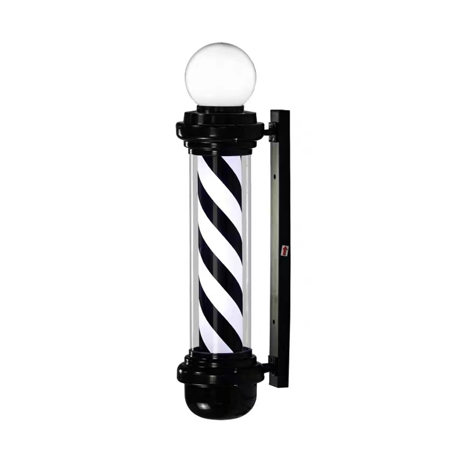 MIUXIU 35'' Barber Pole Light, Black White Rotating Hair Salon Open Sign, Wall Mount, Save Energy