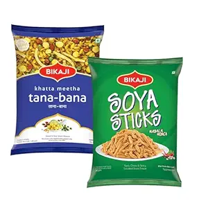 Khatta Meetha 1000g and Soya Sticks 200g Combo of 1200g (42.33Oz) – Authentic Indian Snacks Family Pack | Crunchy Namkeen, Party Mix, Bar Snacks & Tea-Time Treats
