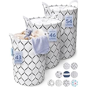 Glampers, Collapsible Laundry Hamper Canvas Fabric Laundry Basket Collapsible Storage Bin with Canvas Handles and…
