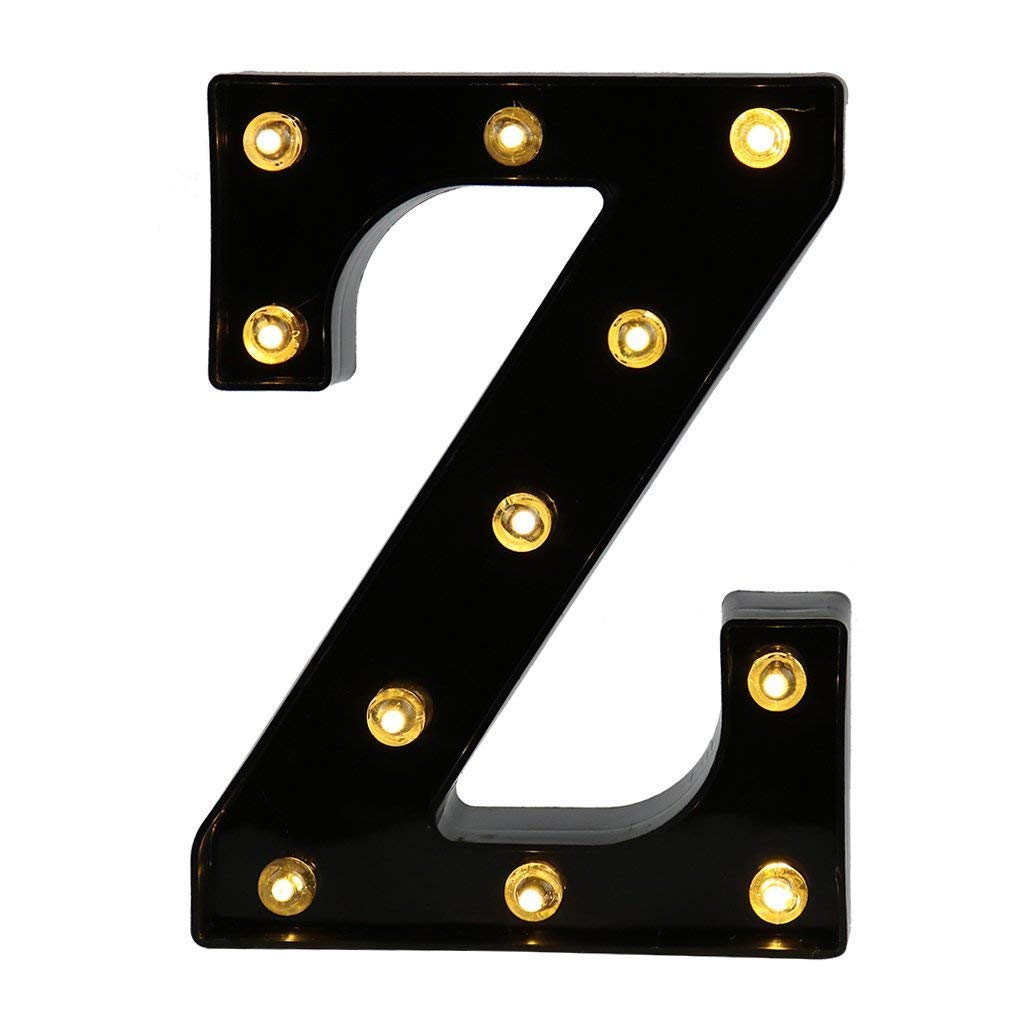 Pooqla Decorative LED Illuminated Letter Marquee Sign - Alphabet Marquee Letters with Lights For Wedding Birthday Party Christmas Night Light Lamp Home Bar Decoration Z, Black