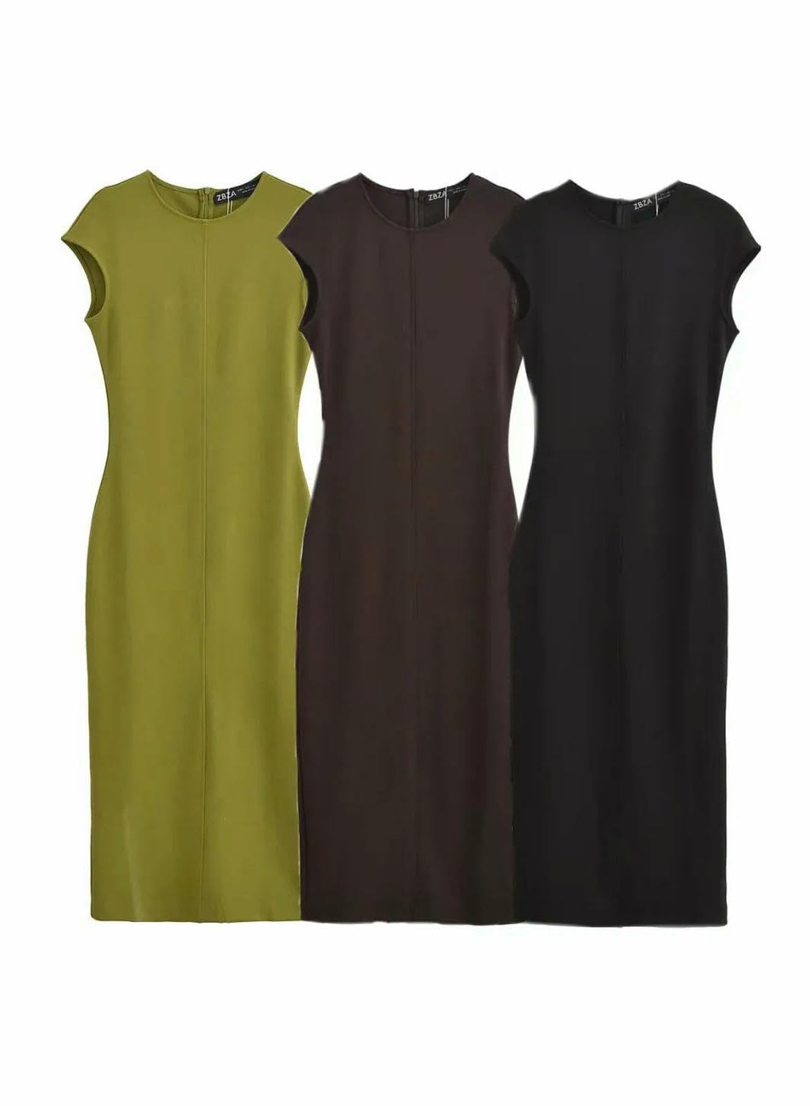 Vestito Donna Elegante Abiti Corti Arricciati Eleganti Abiti da Bodycon Senza Maniche da Donna Mini Abiti Casual-Come Mostrato A-1-l