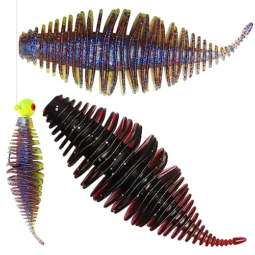 Dovesun Soft Plastic Swimbait, Fishing Worms Bionic Soft Leech Fishing Minnow Bait Fishing Soft Plastic Lures for Trout Walleye Bass Fishing 10CM-12PCS