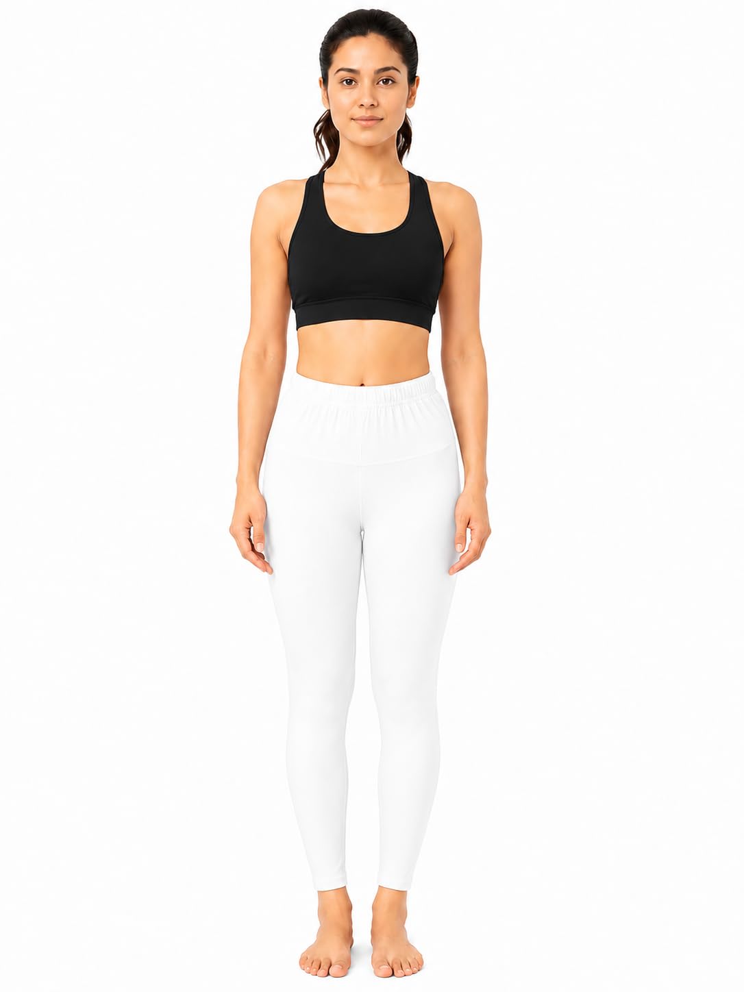 Women's High-Waist Cotton Blend Stretch Leggings Ankle Length | Four-Way Stretch, Tummy Control, Skinny Fit Silhouette, Breathable Fabric, Everyday Wear-picture-21