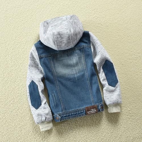 Kids Hooded Denim Jacket Boys Girls Zipper Coat Outerwear4