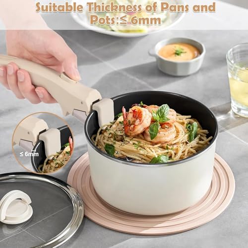 Image of Universal Detachable Pot Handle | Removable Cookware Handle for Pots & Pans | Heat Resistant Anti-Slip Clip Grip | Kitchen Hot Vessel Holder Replacement | Fits All Cookware-White