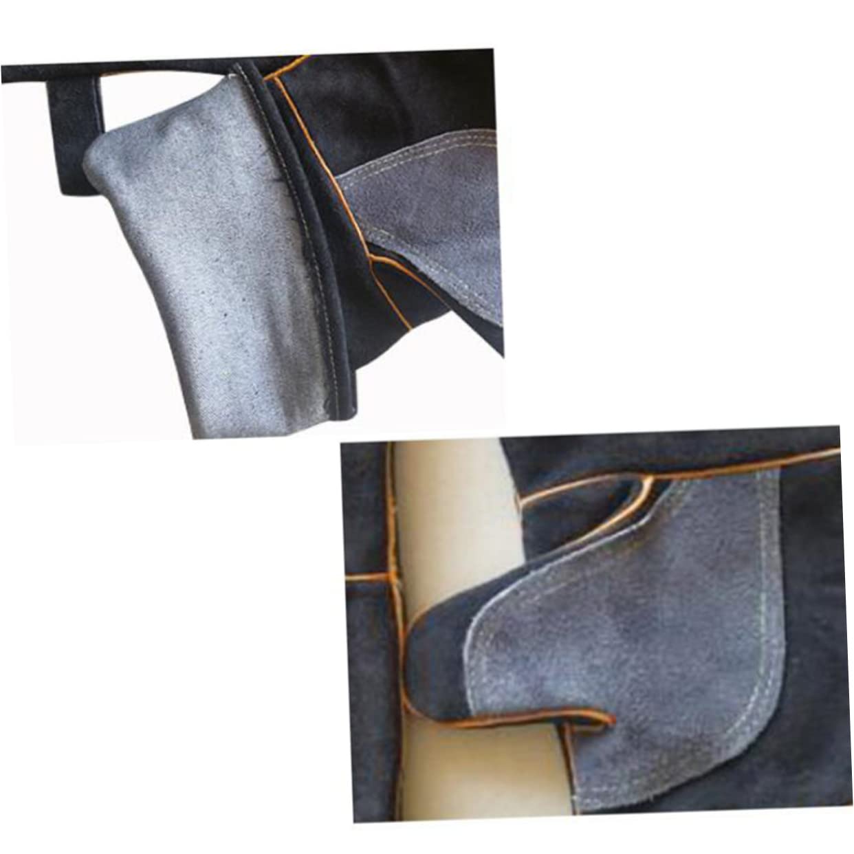 Alipis 1Pair Cowhide Heat Resistant Kitchen Mitts Non Slip Grilling Gloves for Cooking Baking and Microwave Use Black Oven Mitts for Home and Restaurant Use