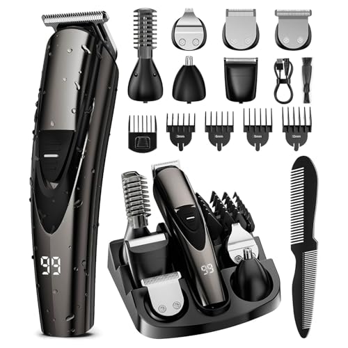 SHPAVVER Electric Beard Trimmer for Men: 12-in-1 Professional Barber Hair Clippers - Cordless Grooming Kit - Turbo Speed & Precision Blades