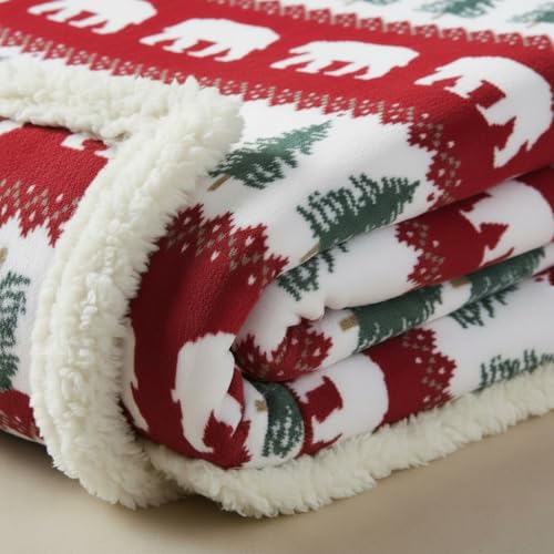 Image of Eddie Bauer - Sherpa Throw Blanket for Couch 50x60 - Ultra Soft Reversible Fleece & Plush Sherpa Blanket, Warm Cozy Bear & Pine Cabin Throw for Sofa, Bed, Living Room Decor