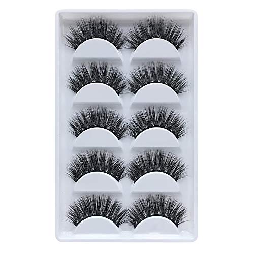 False Eyelashes For Women 3D 5Pairs Fake Eyelash Extension Faux Mink Lashes Bulk Soft And Natural Makeup Tools