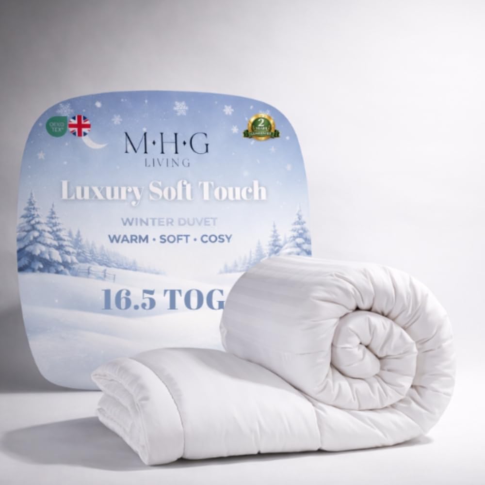 MHG Living 16.5 Tog Single Duvet 135x200cm – Extra Warm Winter Heavyweight Thick Quilt, Hotel Quality Hollowfibre, Hypoallergenic Anti-Allergy, Breathable, Machine Washable & Made in UK