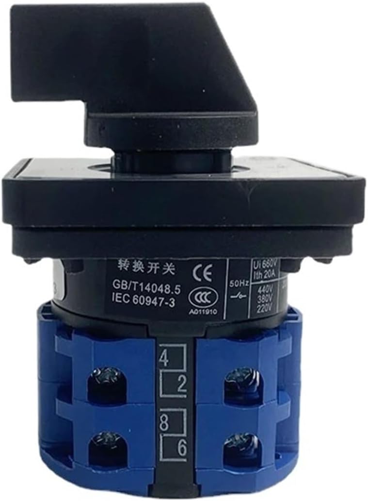 690V 20A Electric 8 Terminals LW26-20/2 LW28-20 YMW26 Series Silver Contact Rotary Changeover Cam Switch(1-2)