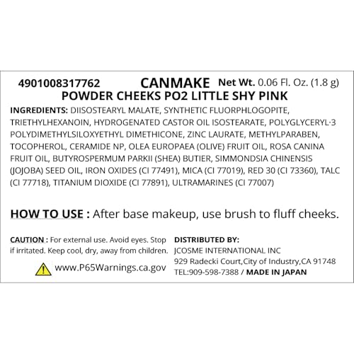 Image of CANMAKE - Powder Cheeks - Fine Pearl Transparent Clear Powder w /Soft Brush - 0.06floz (1.8g) (P02 Little Shy Pink)