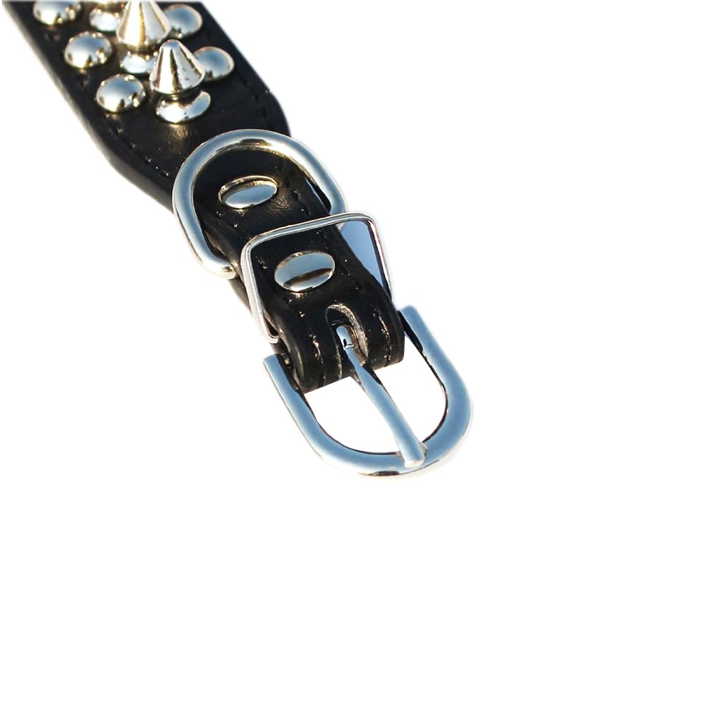 BESPORTBLE 2pcs Adjustable Dog Collar Dog Chain Collars Pet Rivet Pu Puppy+ Pu Small s Spiky s, Black, medium - Image 2