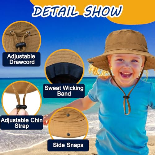 Image of Outdoor Kids Sun Hat UPF 50+ Quick Dry Foldable Bucket Hat Lightweight Adjustable Fishing Safari Hat for Girls and Boys