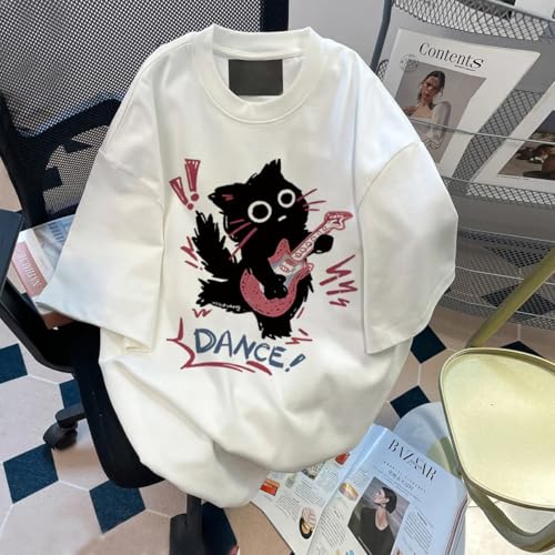 Harajuku Oversized Shirts Goth Punk Cat Print Tees Summer Streetwear Casual Baggy Tshirts Y2k Tee Tops2