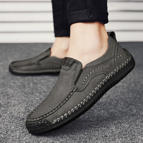 Men's Leather Slip On Loafers Breathable Comfortable Driving Shoes Fashion Casual Footwear Lightweight Walking3