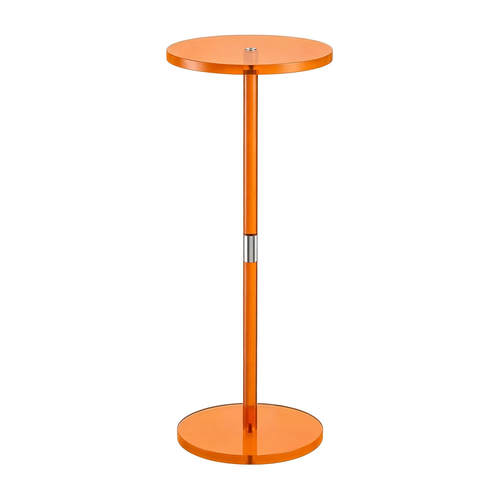GreenWhim Acrylic Side Table Modern Round End Table Transparent Pedestal Sofa Side Table for Living Room, Bedroom, Small Spaces, Minimalist Coffee Drink Accent Table, Orange