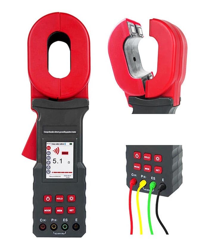 Ground Pile Type Clamp Earth Resistance Tester Meter With Earth Resistance 0.00Ω~200kΩ Soil Resistivity 0.00Ωm~9999kΩm Earth Current 0.000mA~45A Earth Voltage 0.0V~600.0V Bluetooth Communication