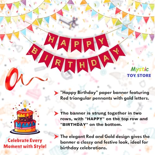 Image of 2nd Happy Birthday Decoration Kit Red for 2 year Old Boys Girls Baby with Number Two Party Decorations Decor Celebration Items Item Set Combo Reusable Paper Banner