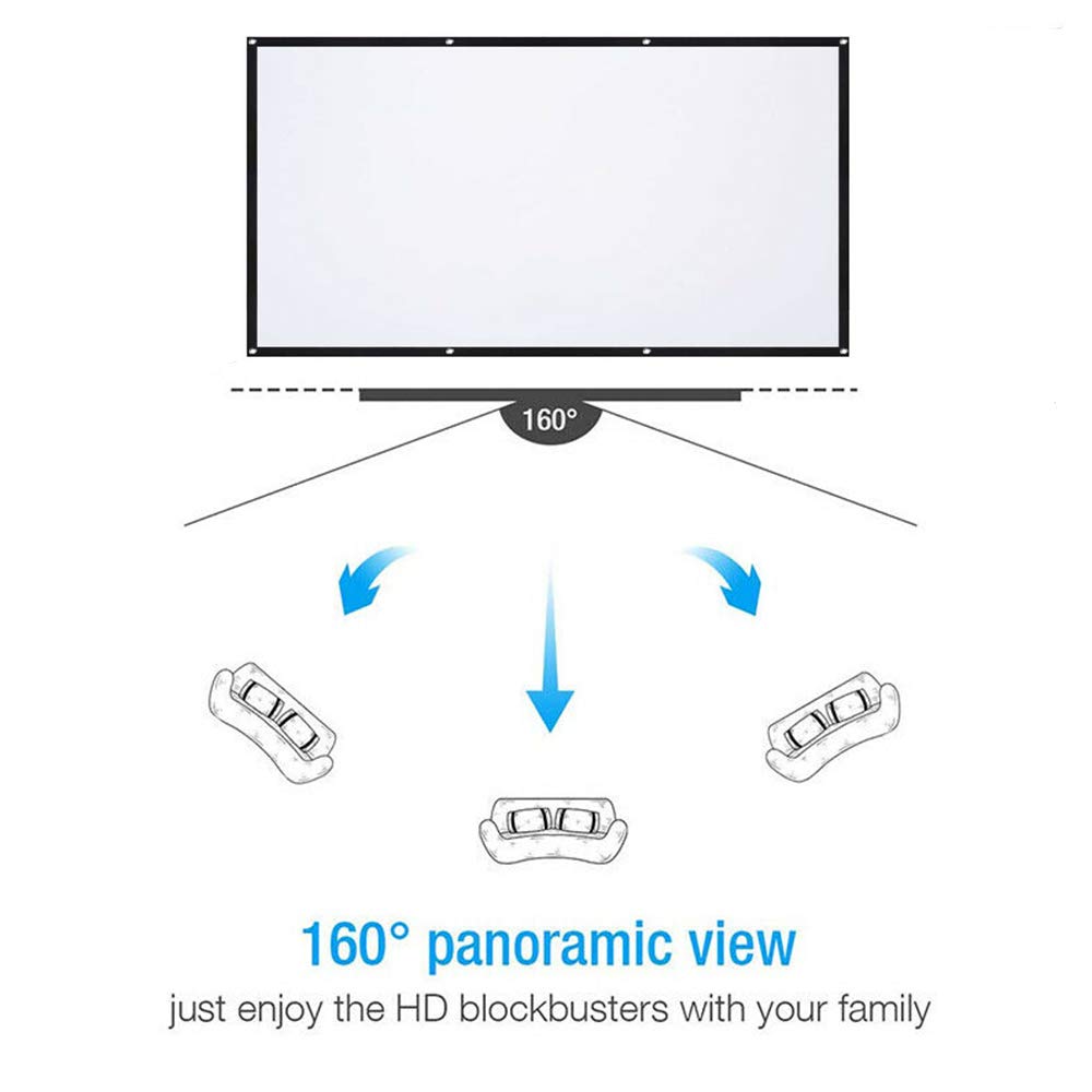 Schermo Proiezione,16: 9 HD 4K Schermo da Proiettore Portatile Pieghevole Bianco Supporto per Angolo Visione 160 Gradi per Cinema Home Theater per Interni All'aperto (150"-332cm(W) X 187CM(H))