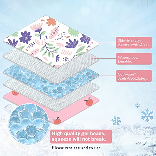 Image of Gel Car Seat Cooler Pad,1 Pack Double Sides-Universal Baby Stroller Ice Cushion,Summer Cooling Seat Liner,Multifunctional Suitable for Baby Dining Chair,Child Safety Seat (Pink Flowers +Peach)