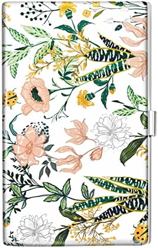 Swooflia Business Card Holder Case Wallet for Women Metal Retro Blooming Flower Slim Pocket Purse Square Card Cases Cute Gifts For Realtors Real Estate Agents