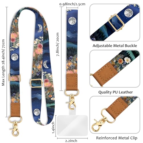Image of Piefly Cell Phone Lanyard Crossbody Wrist Strap Adjustable for Women Night | Travel Daily Cruise, Around the Neck, Hands-free, Universal, Fit Keys ID badge, Accessories, Compatible with Most Smartphones