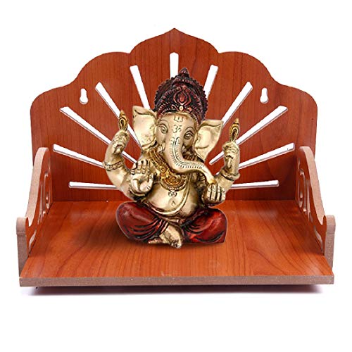 Image of 7CR Wood Art and Craft Temple (Brown 13.3 Inch X 7.8 Inch X 1.5 Inch)
