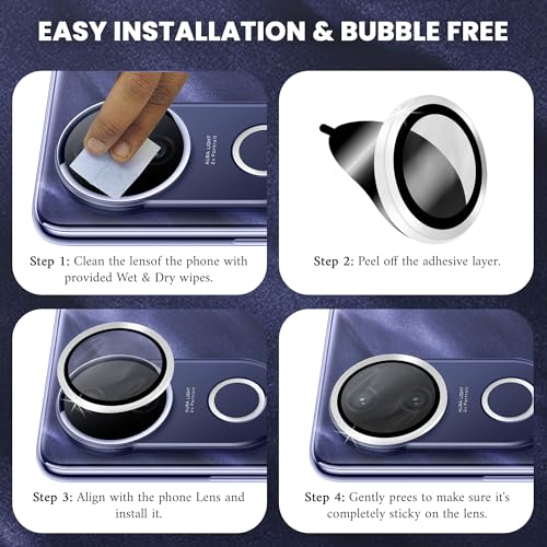 Image of ArmourPro Camera Lens Protector for Vivo T4R (6.77 Inches) Tough HD Individual Aluminum Alloy Rings 9H Camera Cover, Scratch-Resistant,Camera Lens Protection| Silver, 1 Pack